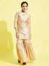 Girl's' Gold Zari Kurta And Rose Gold Sharara Set