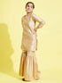 Girl's' Gold Zari Kurta And Rose Gold Sharara Set