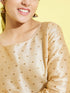Girl's' Gold Zari Kurta And Rose Gold Sharara Set