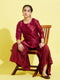 Girl's' Maroon Zari Kurta And Sharara Set