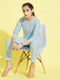 Girl's' Aqua Viscose Kurta And Straight Pant Set