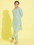 Girl's' Mint Green Viscose Kurta And Straight Pant Set