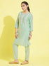 Girl's' Mint Green Viscose Kurta And Straight Pant Set