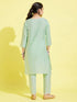 Girl's' Mint Green Viscose Kurta And Straight Pant Set