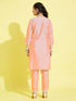Girl's' Pink Viscose Kurta And Straight Pant Set