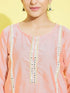 Girl's' Pink Viscose Kurta And Straight Pant Set