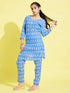 Girl's' Aqua Blue Kurta And Straight Pant Set
