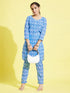 Girl's' Aqua Blue Kurta And Straight Pant Set