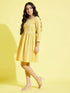 Girl's Mustard Pure Cotton Chikankari Kurta