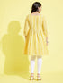 Girl's Mustard Pure Cotton Chikankari Kurta With Leggings Set