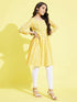 Girl's Mustard Pure Cotton Chikankari Kurta With Leggings Set