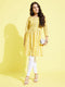Girl's Mustard Pure Cotton Chikankari Kurta With Leggings Set
