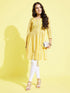 Girl's Mustard Pure Cotton Chikankari Kurta With Leggings Set