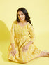 Girl's Mustard Pure Cotton Chikankari Kurta With Leggings Set