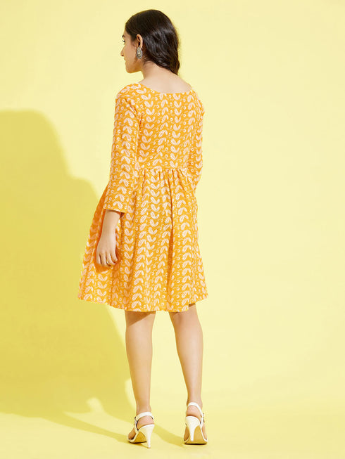 Girl's Orange Pure Cotton Chikankari Kurta