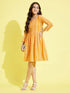 Girl's Orange Pure Cotton Chikankari Kurta