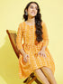 Girl's Orange Pure Cotton Chikankari Kurta