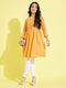 Girl's Orange Pure Cotton Chikankari Kurta With Leggings Set