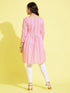 Girl's' Pink Pure Cotton Chikankari Kurta With Leggings Set
