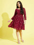 Girl's Maroon Mirror Kurta