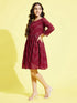 Girl's Maroon Mirror Kurta