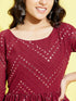 Girl's Maroon Mirror Kurta