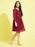 Girl's Maroon Mirror Kurta