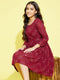 Girl's Maroon Mirror Kurta