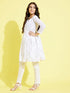 Girl's White Mirror Kurta Pyjama Set