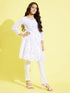 Girl's White Mirror Kurta Pyjama Set