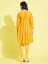 Girl's Yellow Mirror Kurta Pyjama Set
