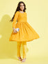 Girl's Yellow Mirror Kurta Pyjama Set