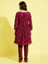 Girl's Maroon Mirror Kurta Pyjama Set