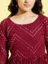 Girl's Maroon Mirror Kurta Pyjama Set