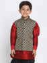 vastramayBoys' Black Cotton Silk Blend Nehru Jacket