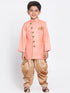 vastramayBoys Pink Jute Silk Blend Sherwani Set