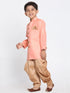 vastramayBoys Pink Jute Silk Blend Sherwani Set