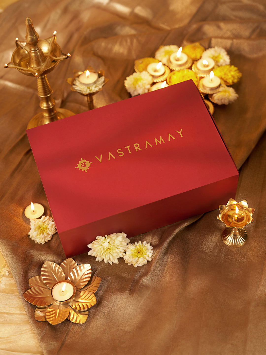 Vastramay Black Embroidered Rayon Kurta | Diwali Gift Box with Go Desi Mithai &amp; 4 Laddoo Candles