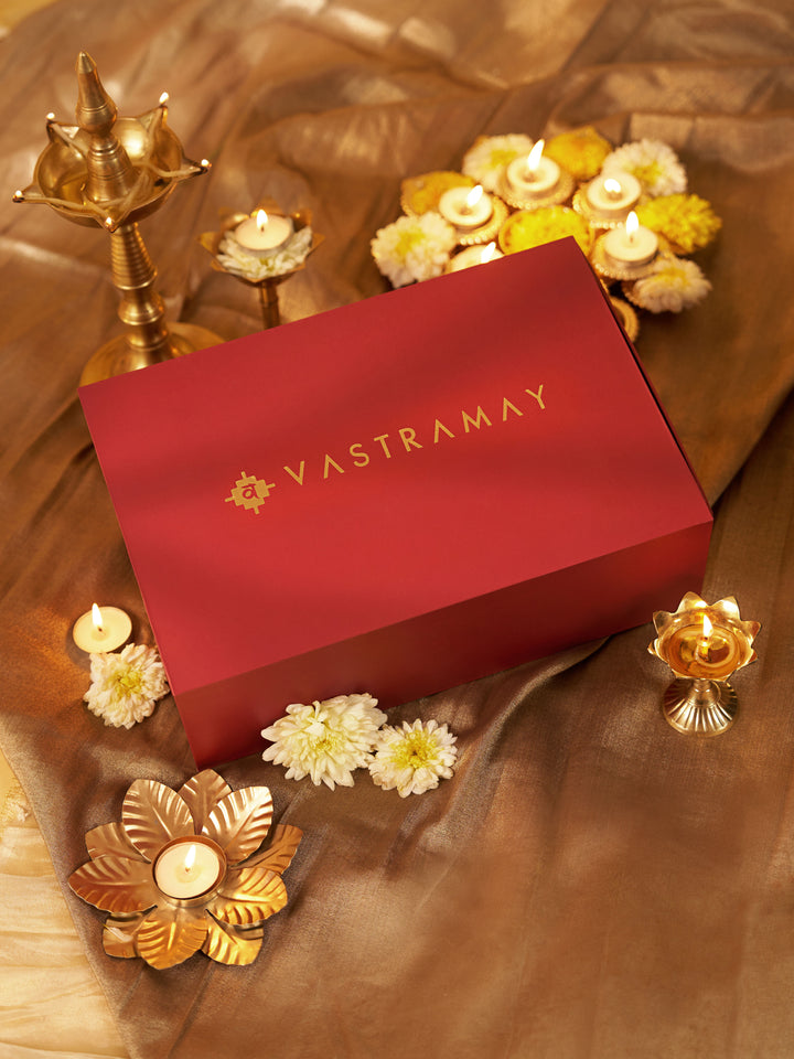 Vastramay Black Ombre Sequin Georgette Kurta | Diwali Gift Box with Go Desi Mithai &amp; 4 Laddoo Candles