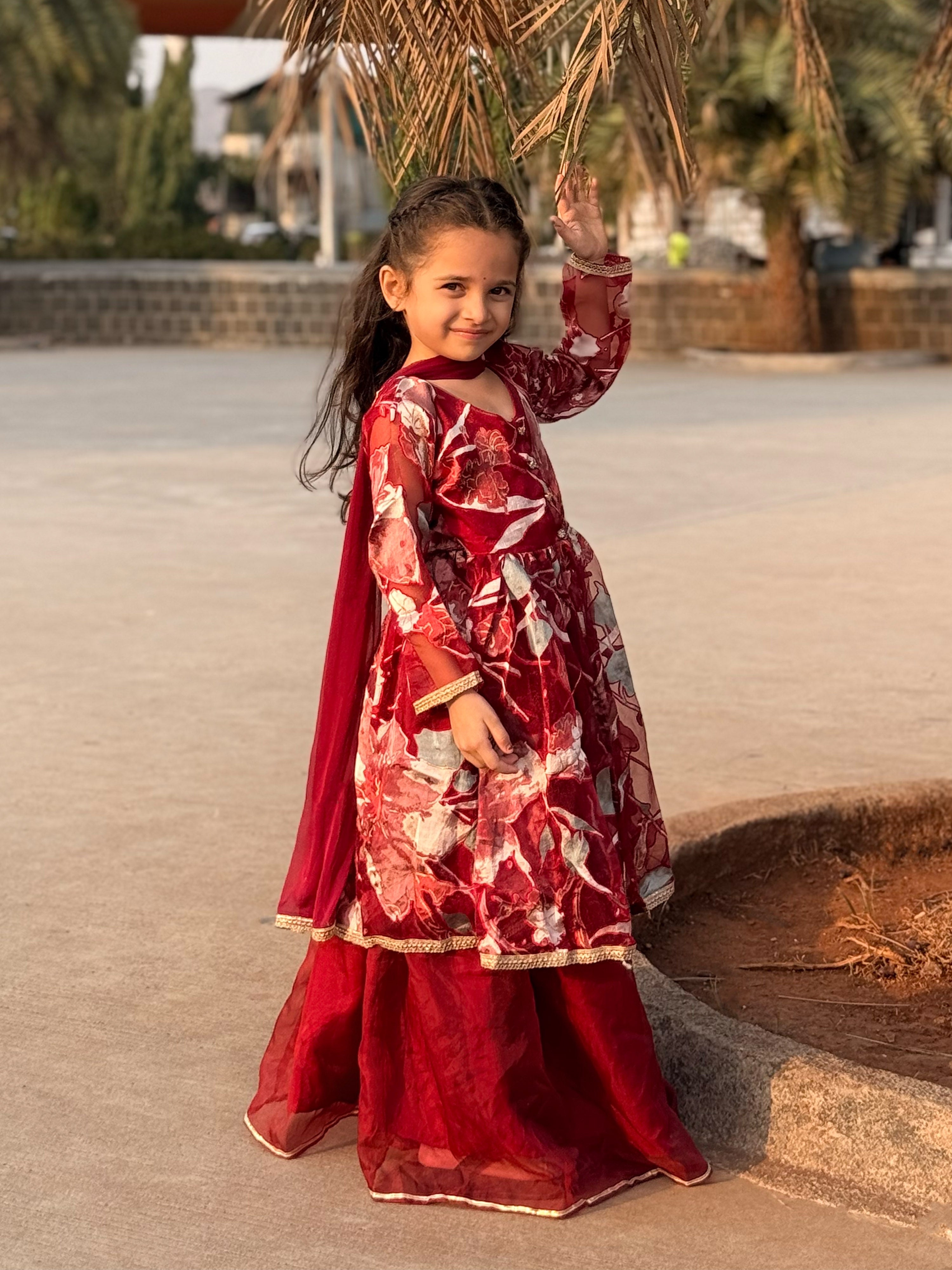 Girl's' Maroon Girl's Lehenga Choli