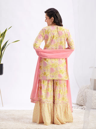 VASTRAMAY Women's Summer Cotton Embellished Sharara Set