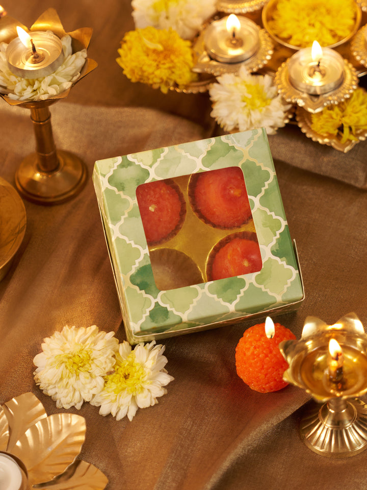 Vastramay Off White Embroidered Rayon Kurta | Diwali Gift Box with Go Desi Mithai &amp; 4 Laddoo Candles
