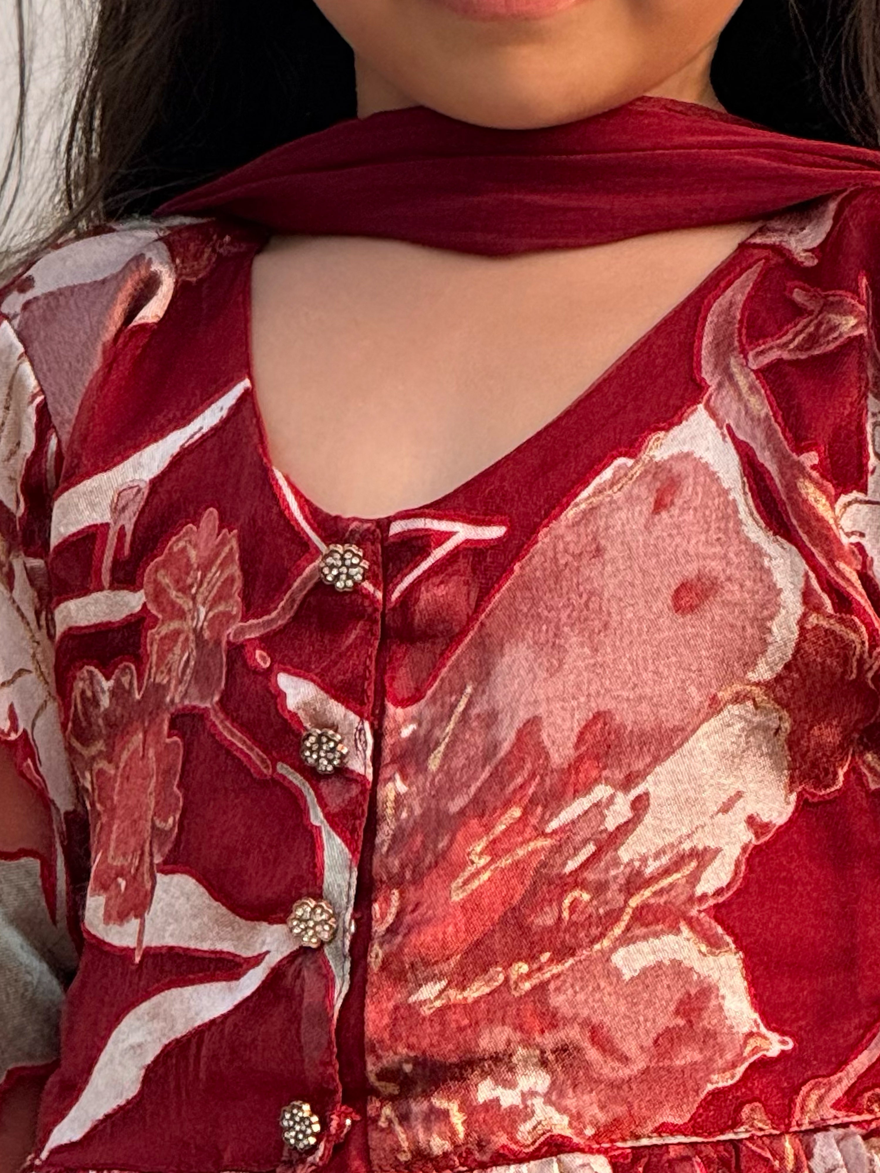 Girl's' Maroon Girl's Lehenga Choli