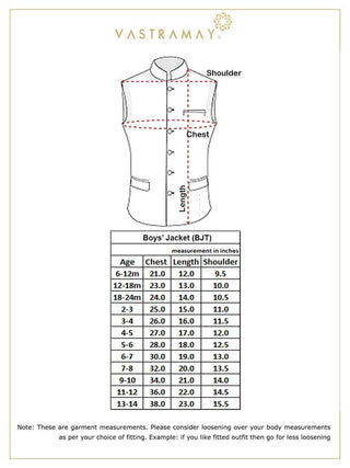 VASTRAMAY Boys' Beige Cotton Silk Nehru Jacket