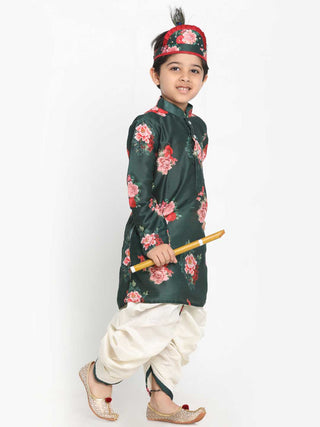 JBN CREATION Boy's Yellow Krishna Style Kurta and Dhoti Set
