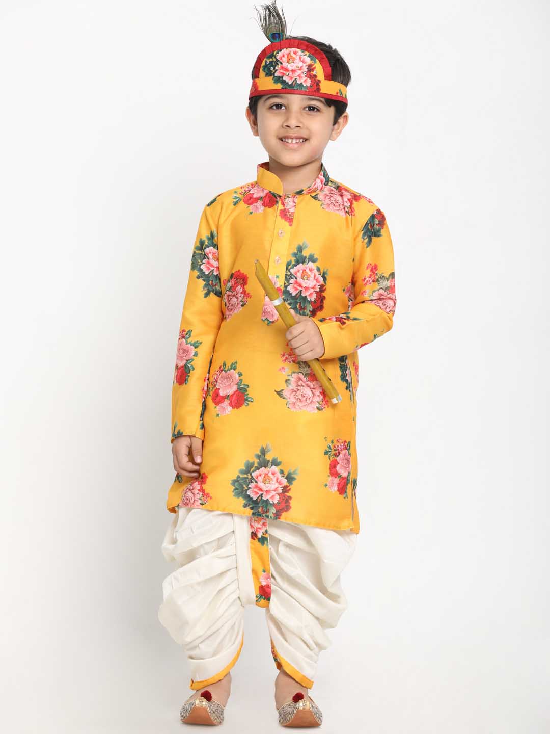 Buy Raj Fancy Dresses Krishna Dress for Kids, Baby Krishna Dress for  Janmashtami with Krishna Mukut, Peacock Feather & Flute Embroidered Krishna  Costume for Girl & Boy, 3 Months RFD-BKP-1 Online at
