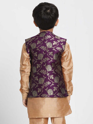 JBN CREATION Boys' Purple Cotton Silk Blend Nehru Jacket