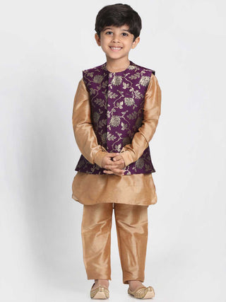 JBN CREATION Boys' Purple Cotton Silk Blend Nehru Jacket