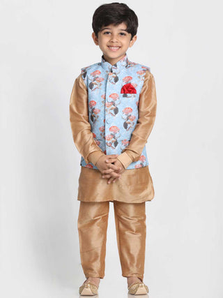 JBN CREATION Boys' Multicolor Cotton Silk Blend Nehru Jacket