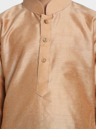Vastramay Boys' Gold Cotton Silk Blend Kurta and Pyjama Set